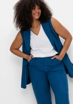 Gerade 7/8-Hose aus Leinen-Mix, mit Teilgummibund