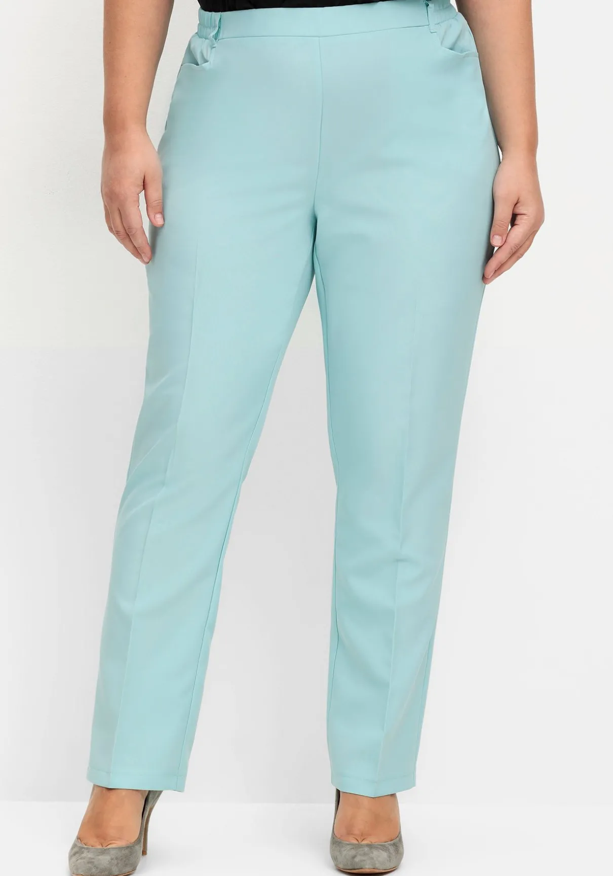 Gerade Hose mit Schlupfbund und Bügelfalten