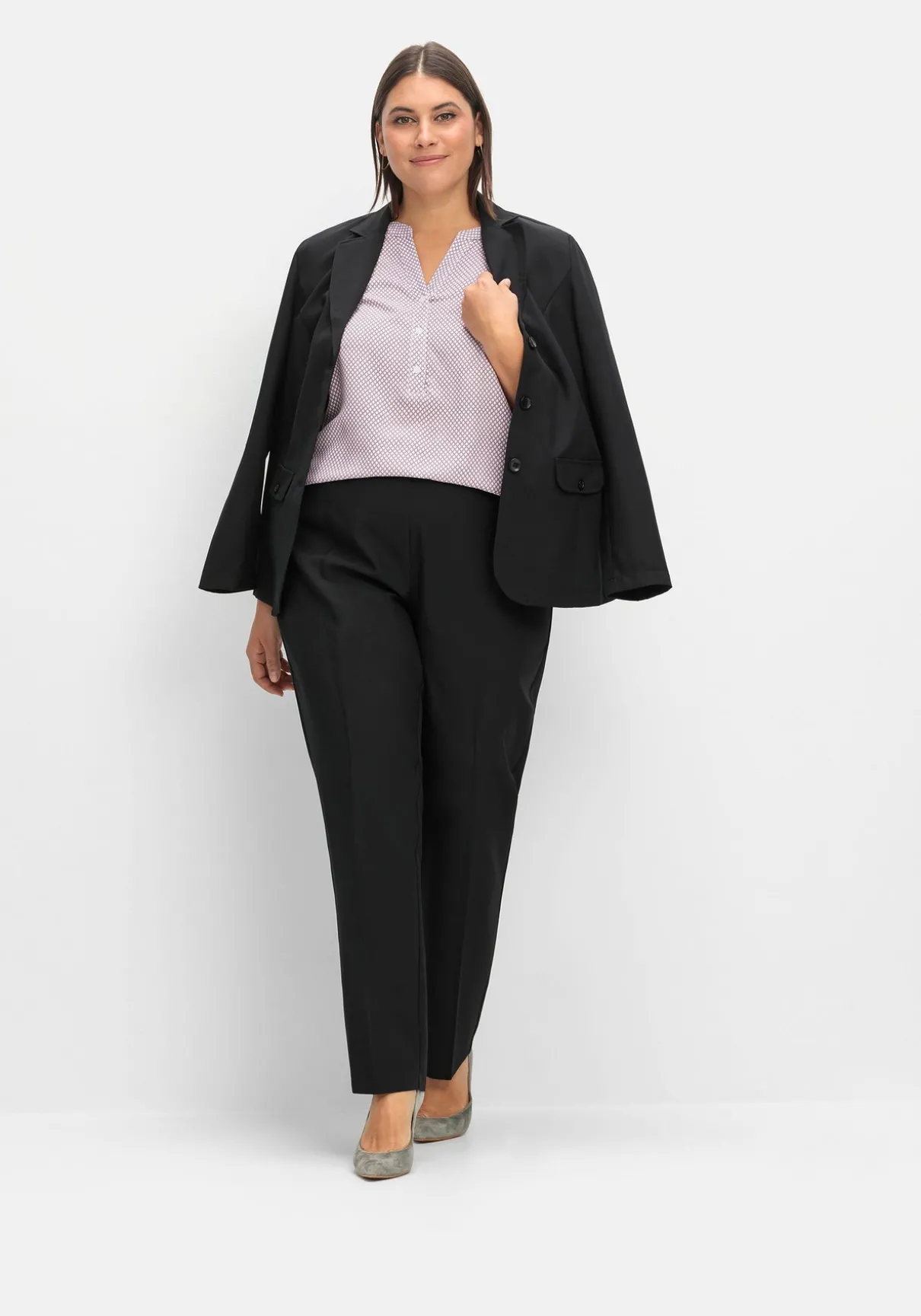 Gerade Hose mit Schlupfbund und Bügelfalten