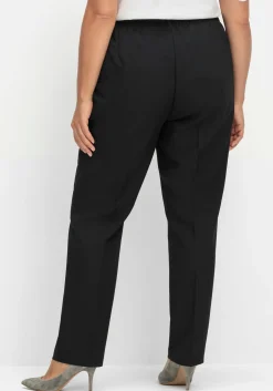 Gerade Hose mit Schlupfbund und Bügelfalten