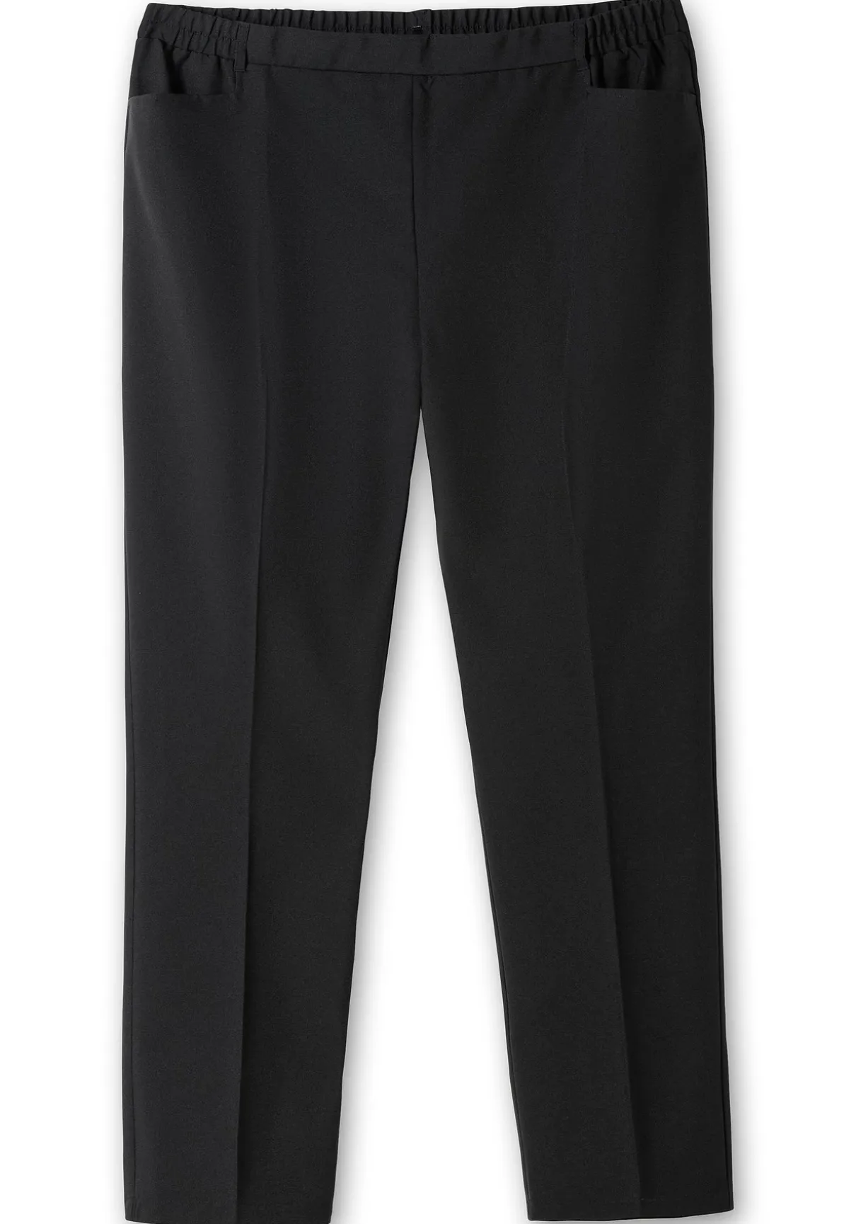 Gerade Hose mit Schlupfbund und Bügelfalten