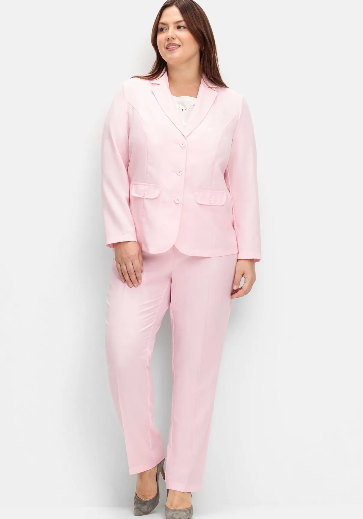 Gerade Hose mit Schlupfbund und Bügelfalten