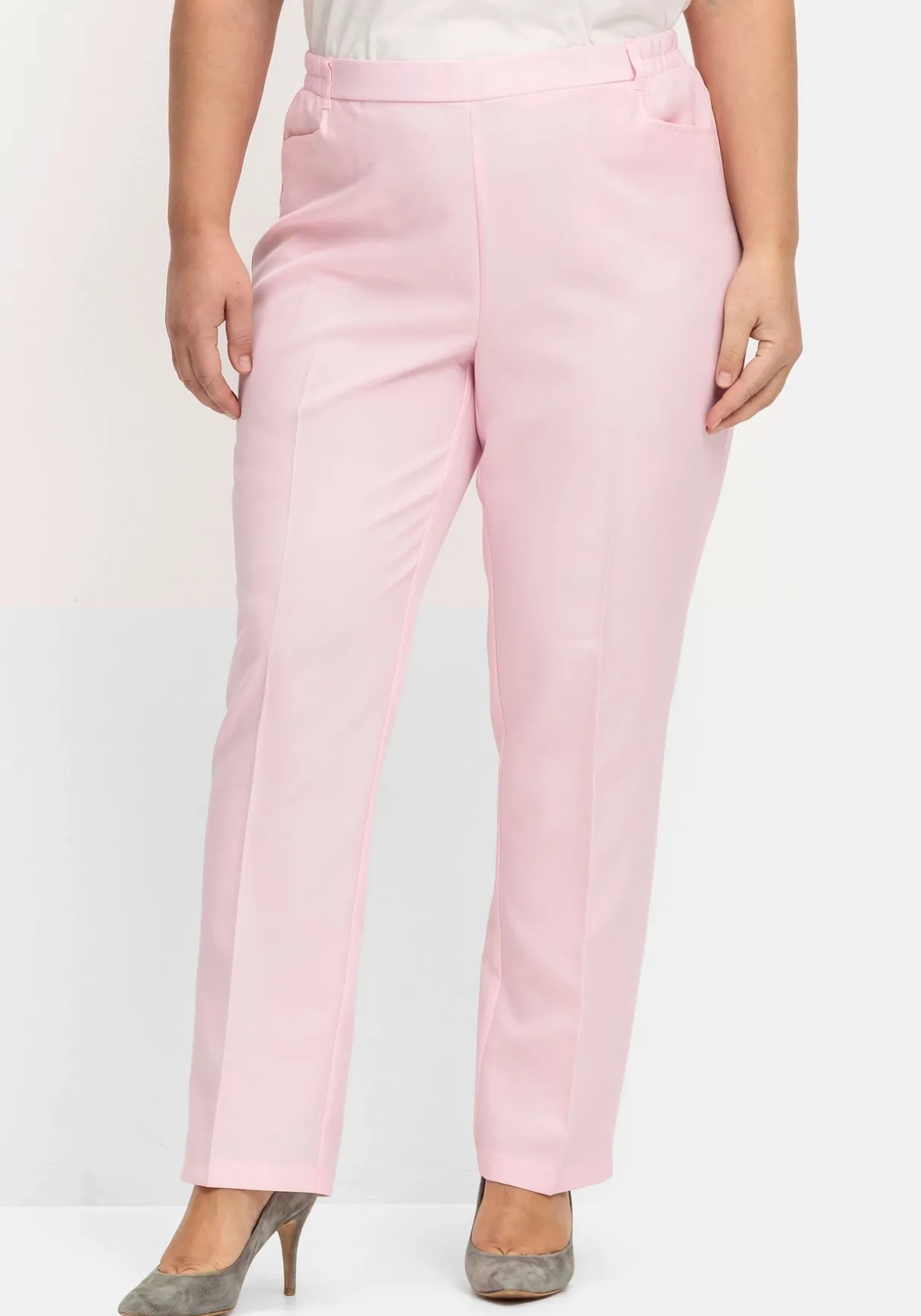 Gerade Hose mit Schlupfbund und Bügelfalten