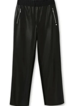 Gerade Hose mit Stretchbund, im Materialmix