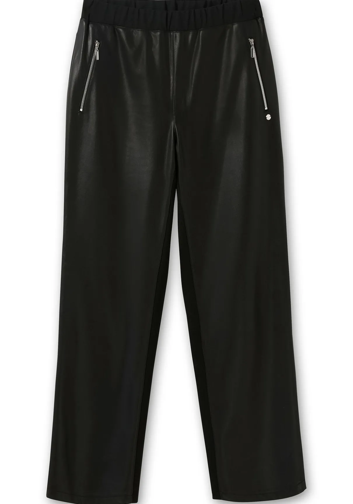 Gerade Hose mit Stretchbund, im Materialmix