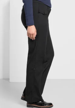 Gerade Hose mit Teilungsnähten und Krempelfunktion