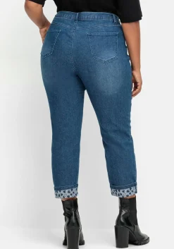 Gerade Jeans in 7/8-Länge, mit Herzchen-Einsätzen