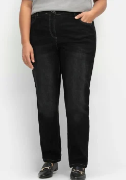 Gerade Jeans mit elastischem High-Waist-Bund