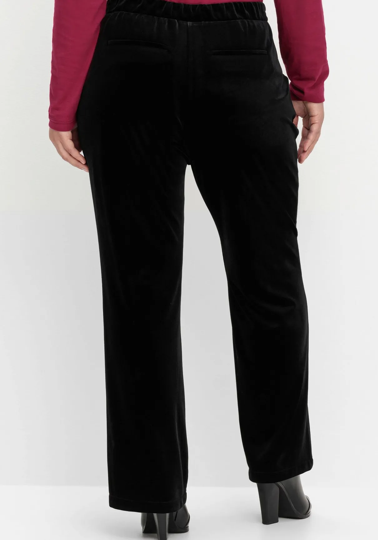 Gerade Samthose mit Teilgummibund