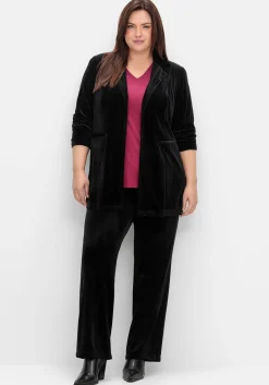 Gerade Samthose mit Teilgummibund