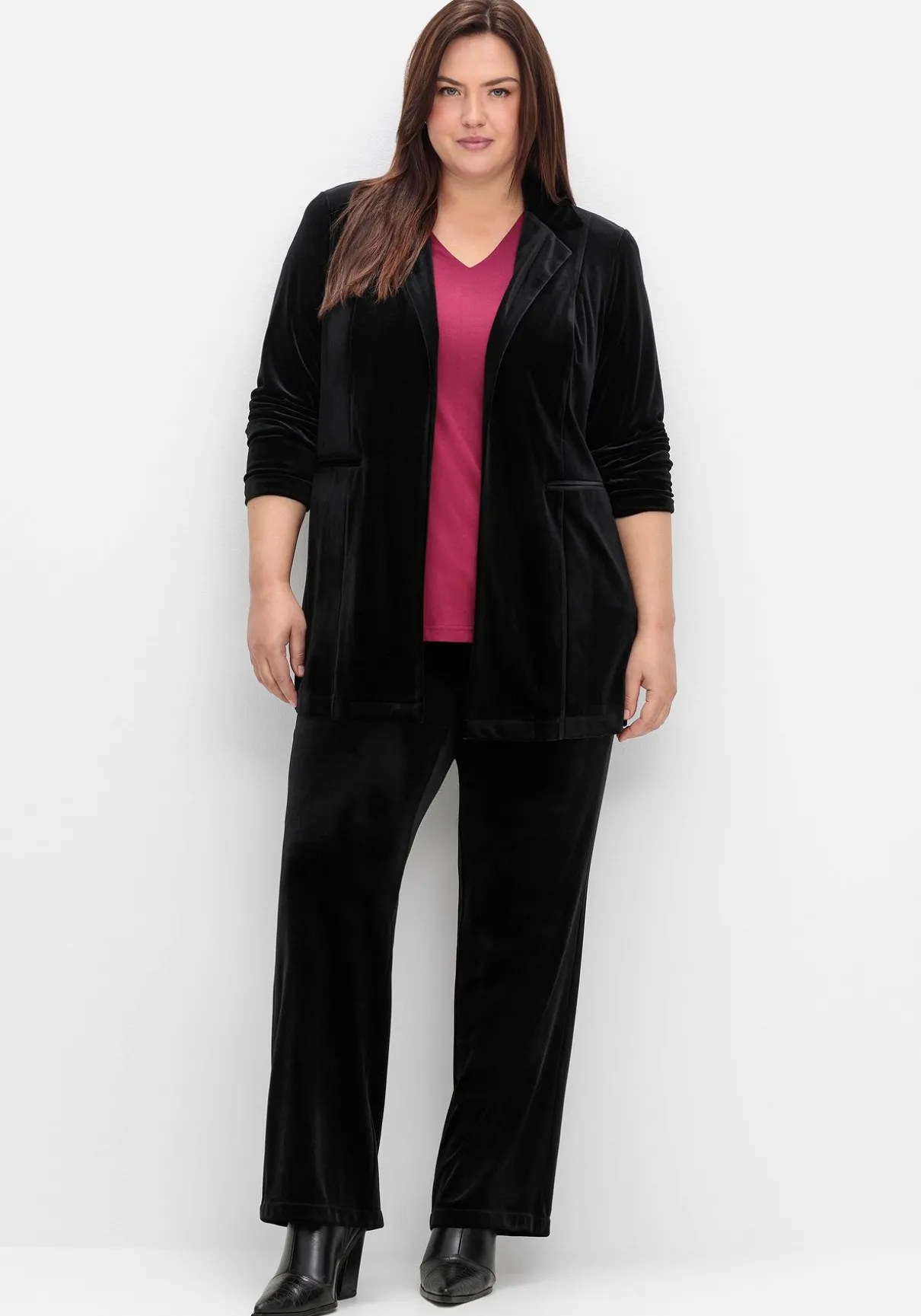 Gerade Samthose mit Teilgummibund