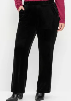 Gerade Samthose mit Teilgummibund