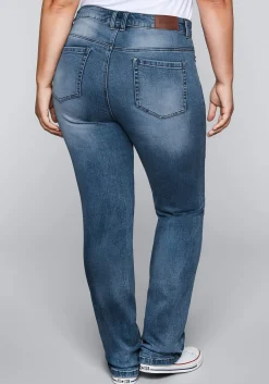 Gerade Stretch-Jeans mit Bodyforming-Effekt