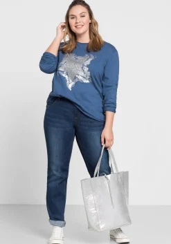 Gerade Stretch-Jeans mit Used-Effekten