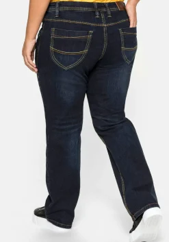 Gerade Stretch-Jeans mit Used-Effekten
