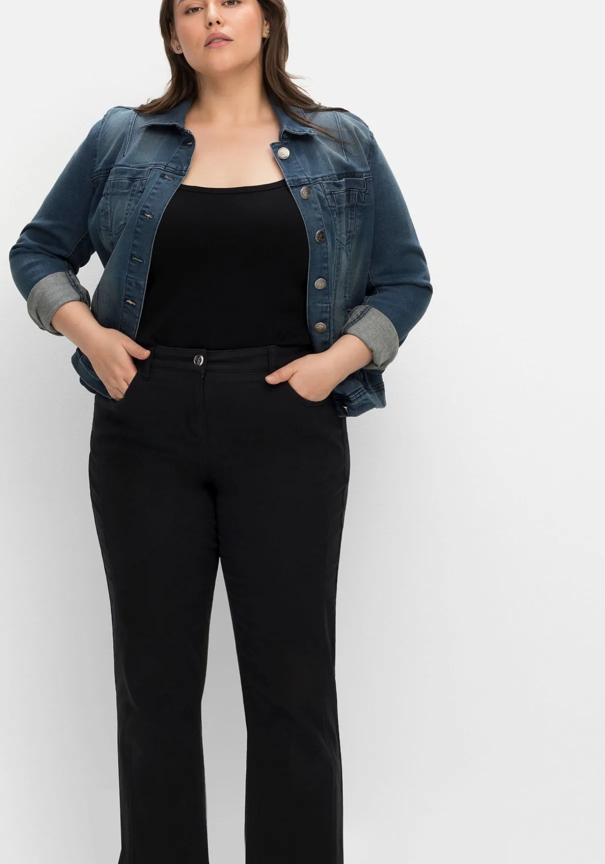 Gerade Twillhose in knöchelbedeckender Länge