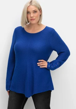 Gerippter Pullover mit spitz zulaufendem Saum