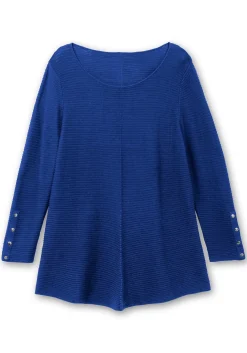 Gerippter Pullover mit spitz zulaufendem Saum