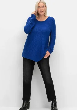 Gerippter Pullover mit spitz zulaufendem Saum