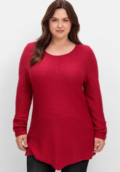 Gerippter Pullover mit spitz zulaufendem Saum