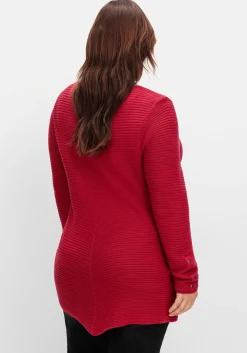 Gerippter Pullover mit spitz zulaufendem Saum