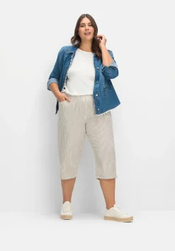 Gestreifte Caprihose in Seersucker-Qualität