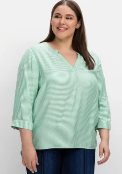 Gestreifte Tunika mit 3/4-Ärmeln, in Twill-Qualität