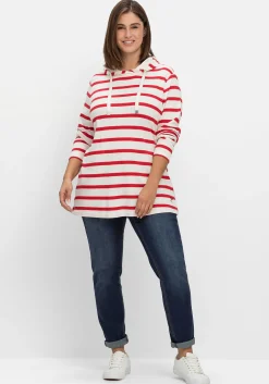 Gestreiftes Langarmshirt mit Kapuze