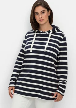 Gestreiftes Langarmshirt mit Kapuze