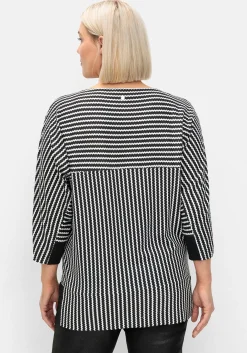 Gestreiftes Shirt mit 3/4-Fledermausärmeln