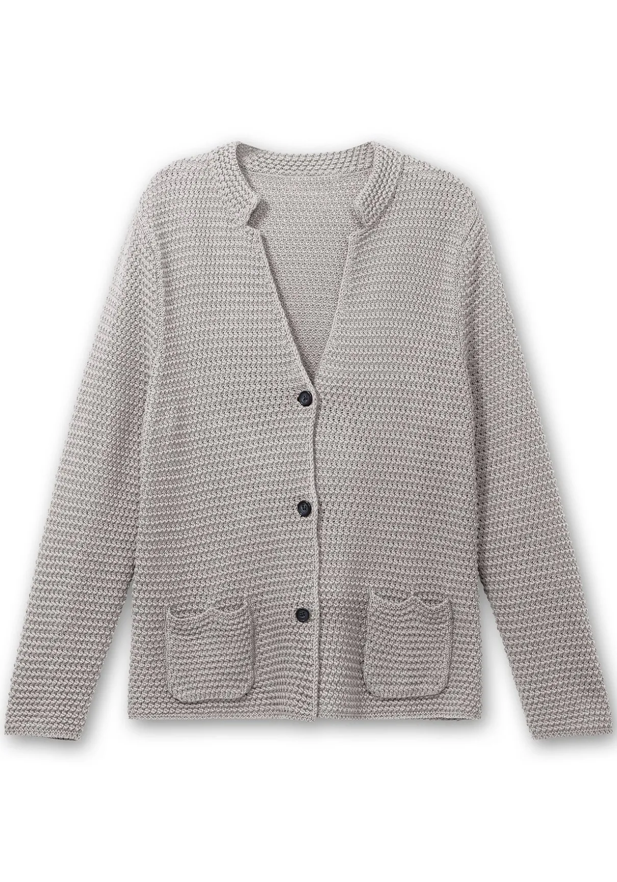 Grobstrickjacke mit Stehkragen und Taschen