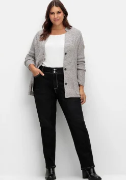 Grobstrickjacke mit Stehkragen und Taschen