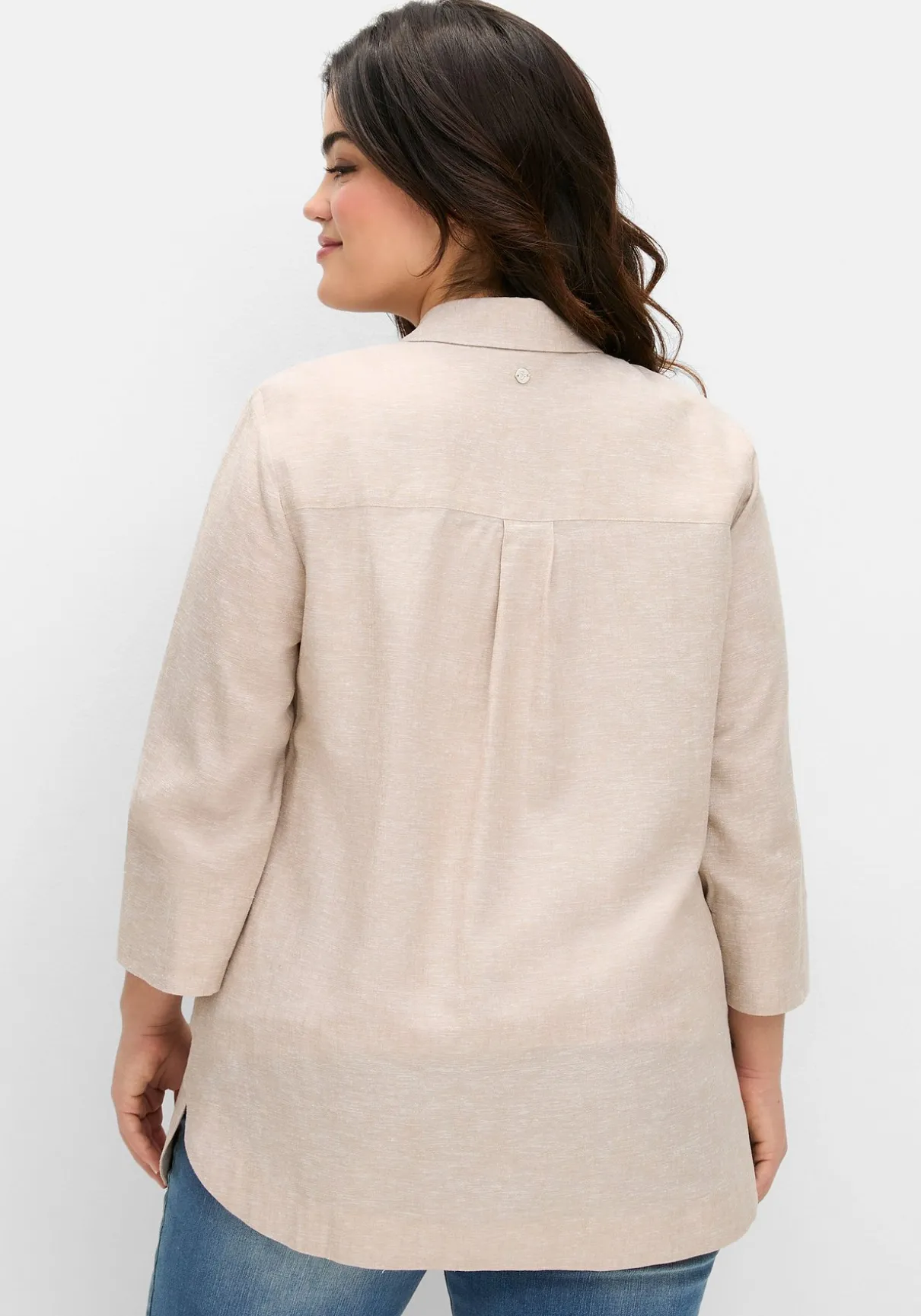 Hemdbluse im Leinen-Mix, mit feinen Streifen