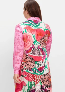 Hemdbluse im Mustermix, aus Viskose-Satin
