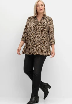 Hemdbluse mit Animalprint, in leichter A-Linie