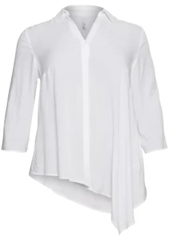 Hemdbluse mit asymmetrischem Saum in Zipfelform