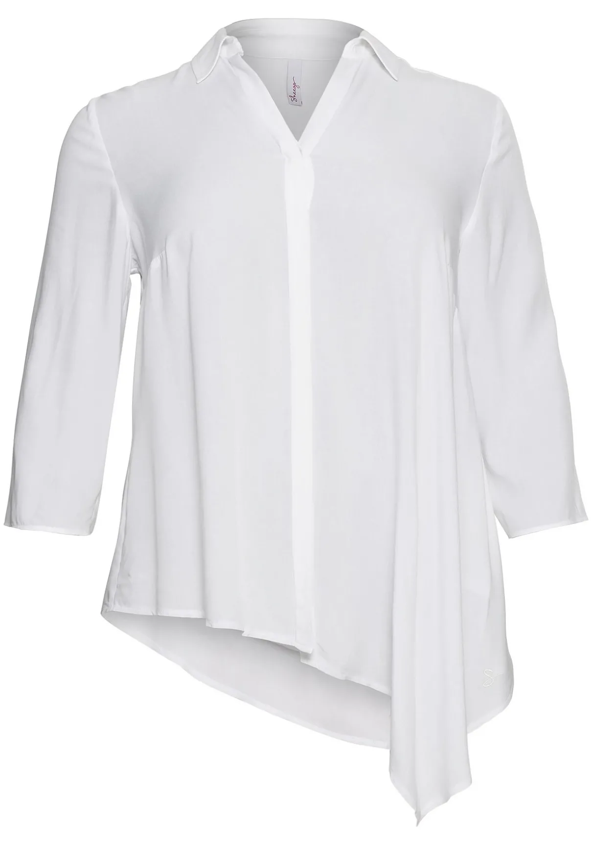 Hemdbluse mit asymmetrischem Saum in Zipfelform