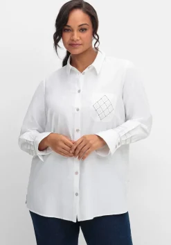 Hemdbluse mit Glitzerdetails, bügelfreie Qualität