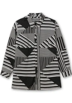 Hemdbluse mit grafischem Patchwork-Druck