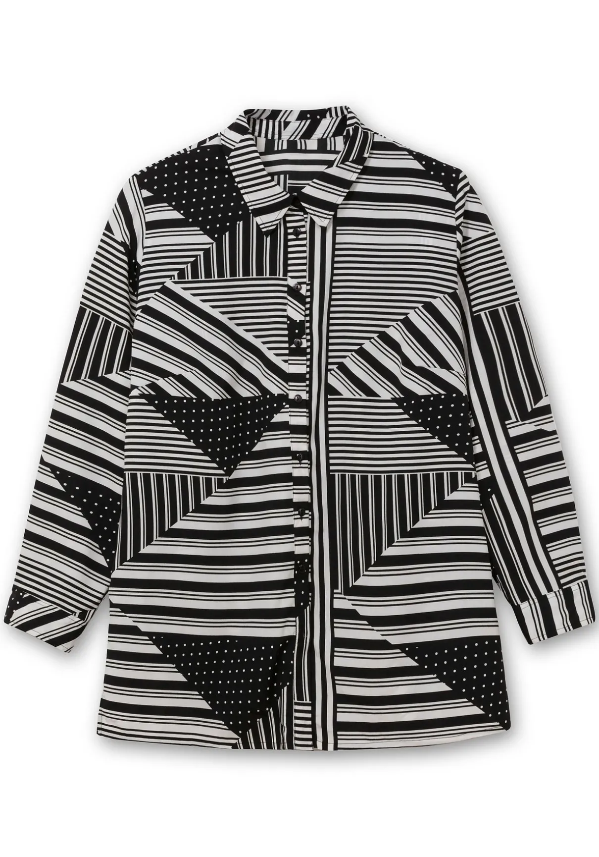 Hemdbluse mit grafischem Patchwork-Druck