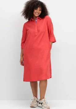 Hemdblusenkleid aus Leinen-Viskose-Mix