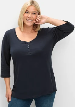 Henleyshirt mit 3/4-langen Krempelärmeln