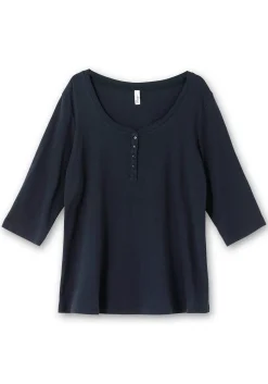 Henleyshirt mit 3/4-langen Krempelärmeln