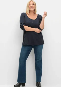 Henleyshirt mit 3/4-langen Krempelärmeln