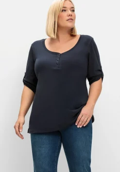 Henleyshirt mit 3/4-langen Krempelärmeln