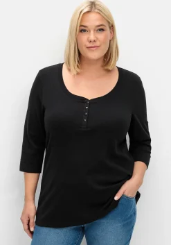Henleyshirt mit 3/4-langen Krempelärmeln
