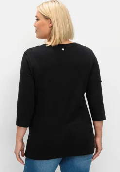 Henleyshirt mit 3/4-langen Krempelärmeln