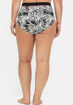 Hohe Bikinihose mit Blätterprint und Shaping-Effekt