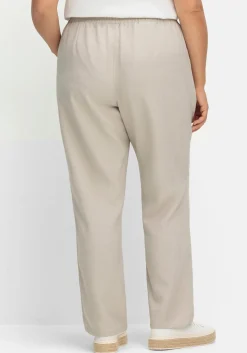 Hose in Leinenoptik mit Dehnbund und Zierknöpfen