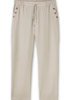Hose in Leinenoptik mit Dehnbund und Zierknöpfen